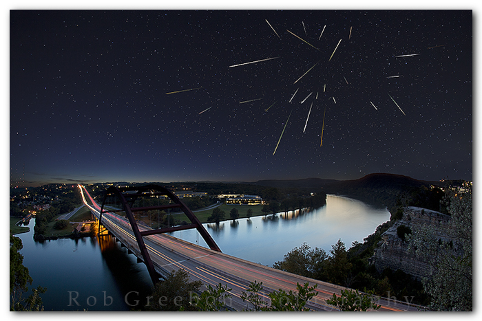 Pennybacker Bridge, Austin Texas, Night of the Meteors (Draconids)