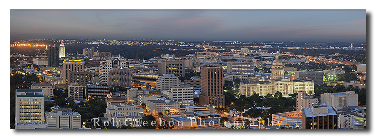 Austin Skyline Pano with the Texas Tower and Texas State Capitol