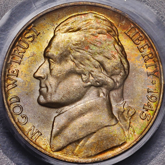 Jefferson Nickel 1945 Obverse Philadelphia Mint