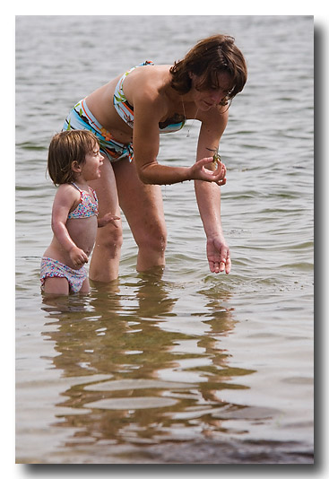 Lorelei isnt so sure she likes crabs.