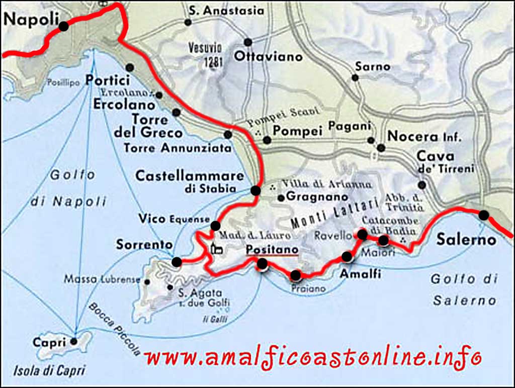 Map from Napoli to Salerno