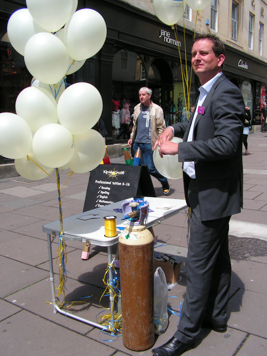 gentleman with balloons