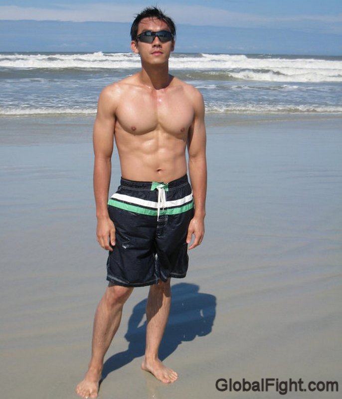 oriental muscle man jock walking swimming beach ocean.jpg photo ...