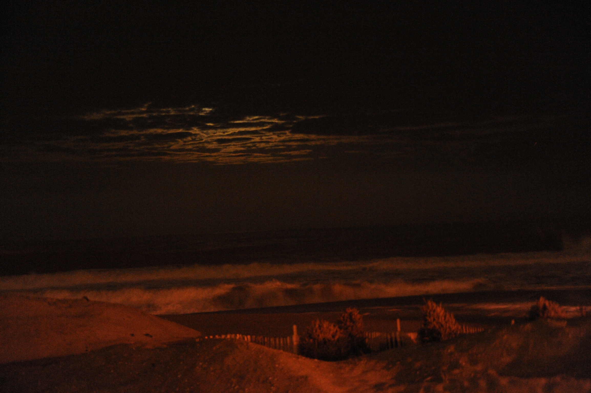 another view of the beach at night