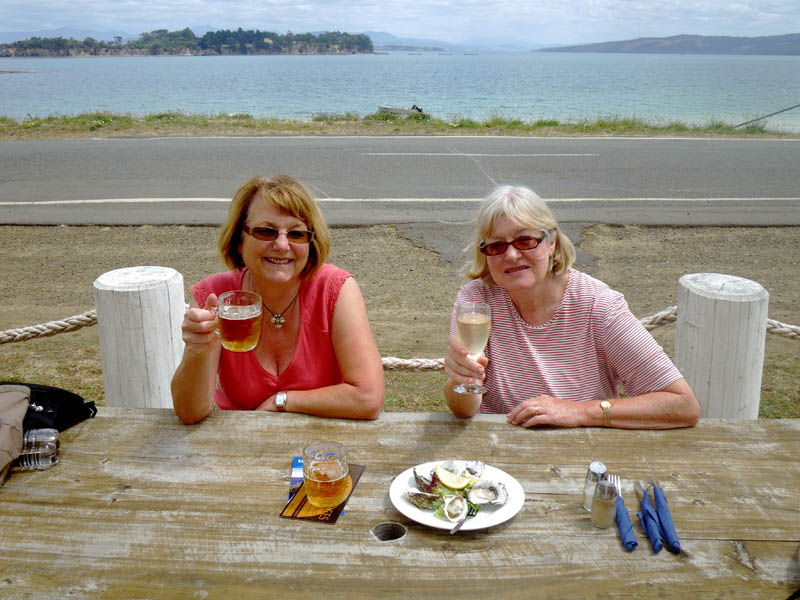 Jean and Barb, lunch at  Alonnah   Bruny Island  2010 