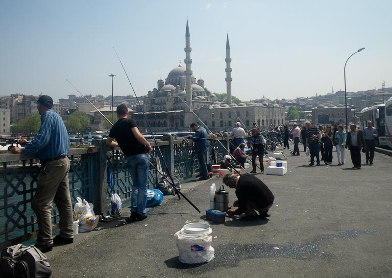 Fishing from the bridge over the Golden Horn