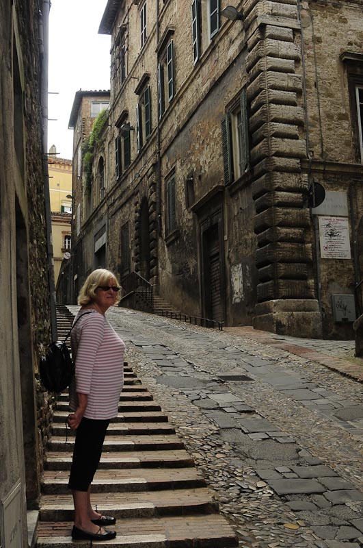 Steep back streets of Perugia