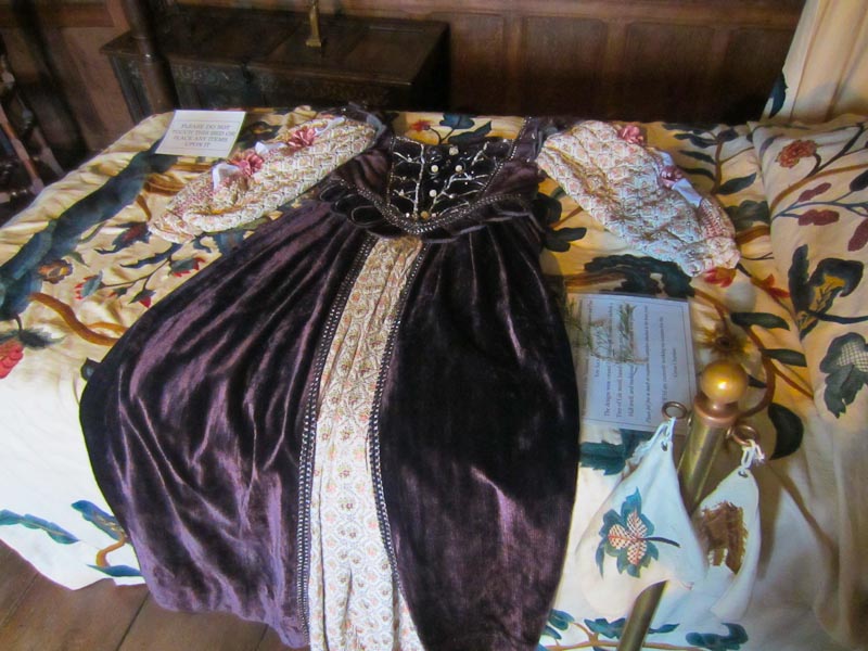 Harvington Hall, embroidered silk and velvet dress