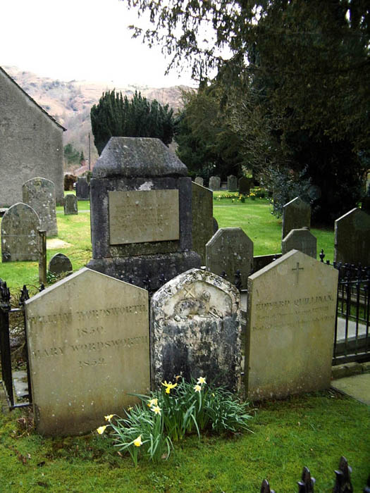The Wordsworth graves in a Grassmere churchyard, Cumbria,