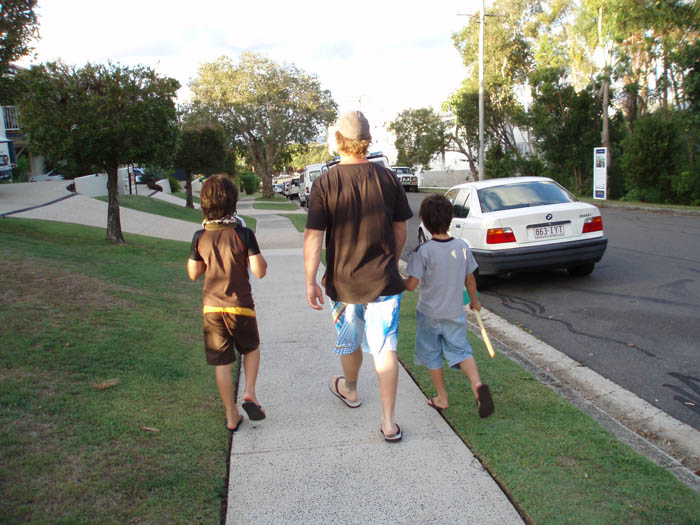 Three out walking, Mooloolaba, 2007