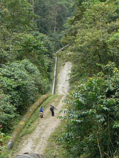Rick and Adam walk the pipeline road