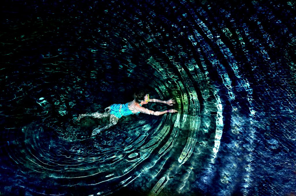 Brave Explorer in Underground River, Yucatan