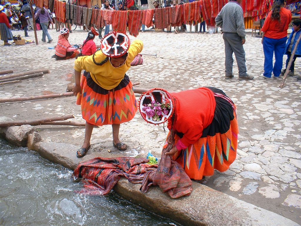 Quechua Ladies Washing Rugs, Sacred Valley