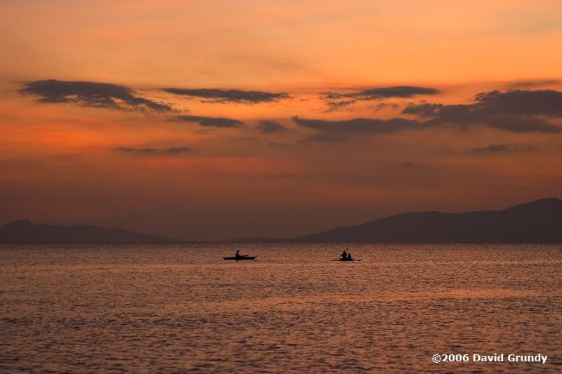 Fishing at sunset