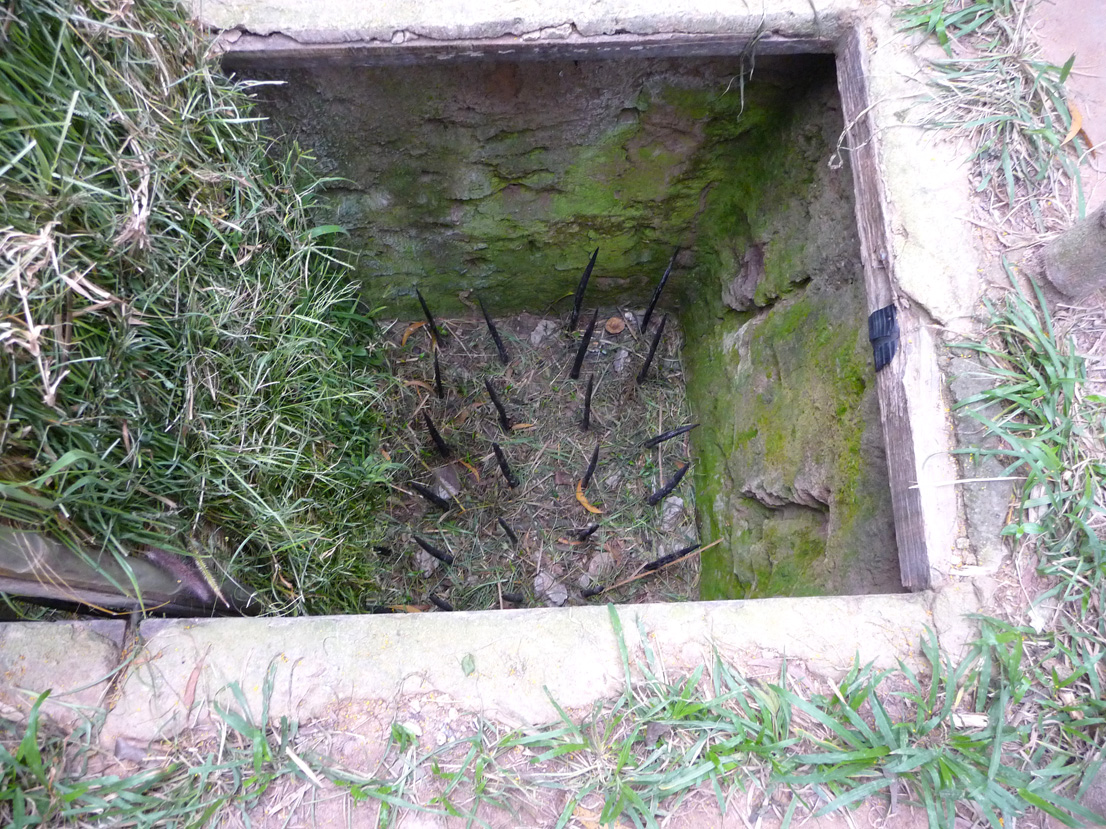 The tunnels were often rigged with explosive booby traps or punji stake pits.