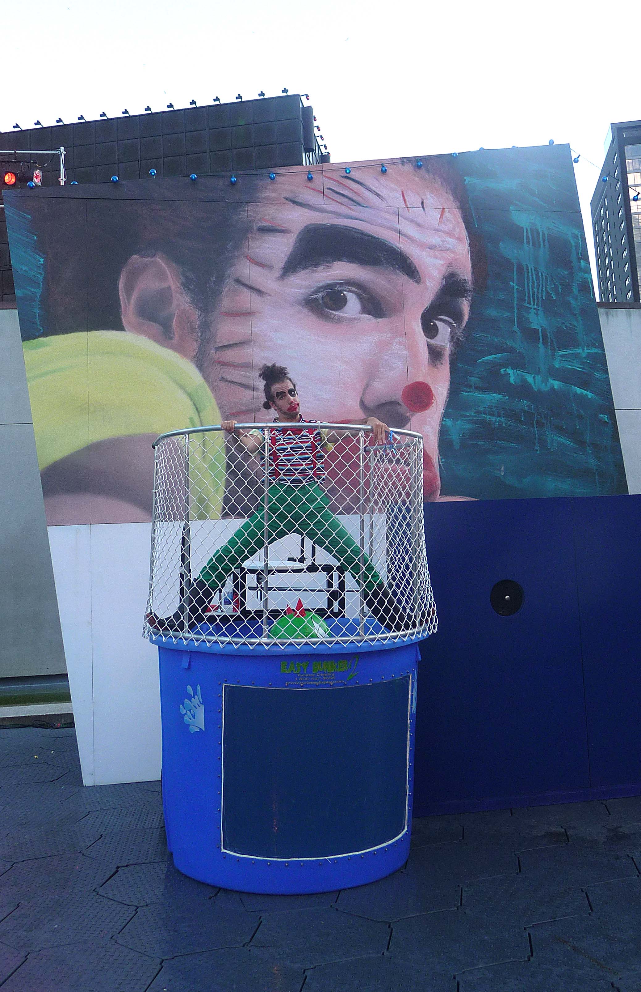 If you threw the ball in the right spot, this clown got dunked in water.