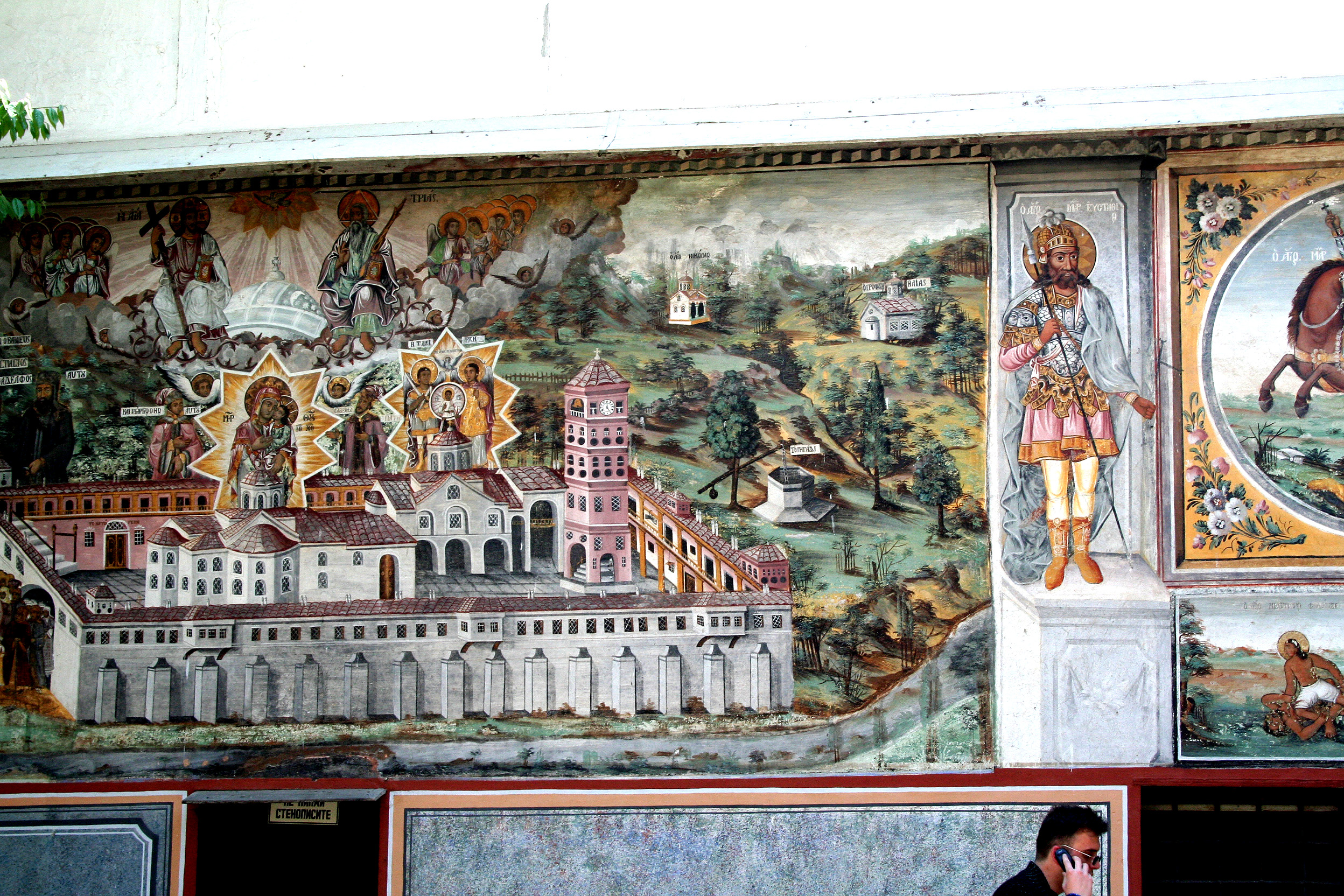 Close-up of the monastery panorama (that guy needs to stop talking on his cell phone)!
