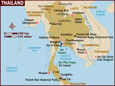 Map of Thailand with the star indicating Phuket.
