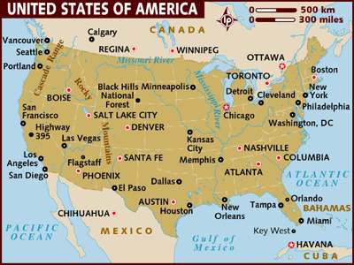 Map of the United States with the star indicating Chicago.