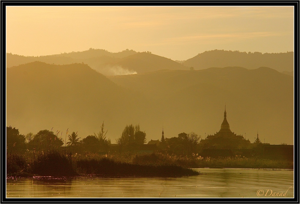 Sunset light on Phaung Daw Oo Pagoda.