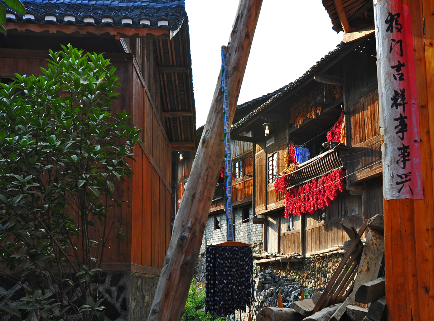 Xijiang Miao Village - Typical alley scene - the only way to get around is to walk