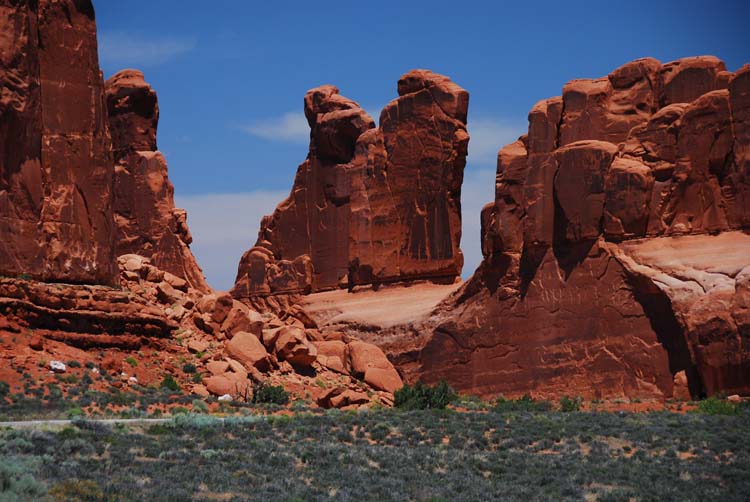 Notice the Road at the Base of the Formation - for an Idea of the Height of these Rock Walls