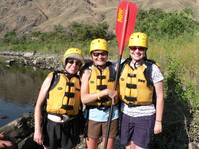 Karen, Joan and Victoria bonded by paddling the smaller boats, called duckies.