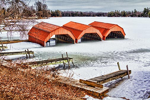 Iced-In Boat Houses 34248