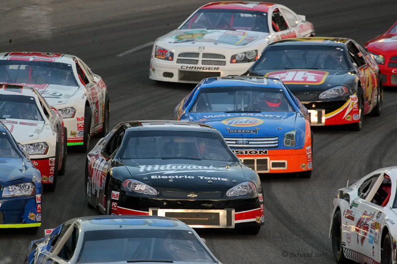 Cars Bunch up Under the Yellow Caution Flag