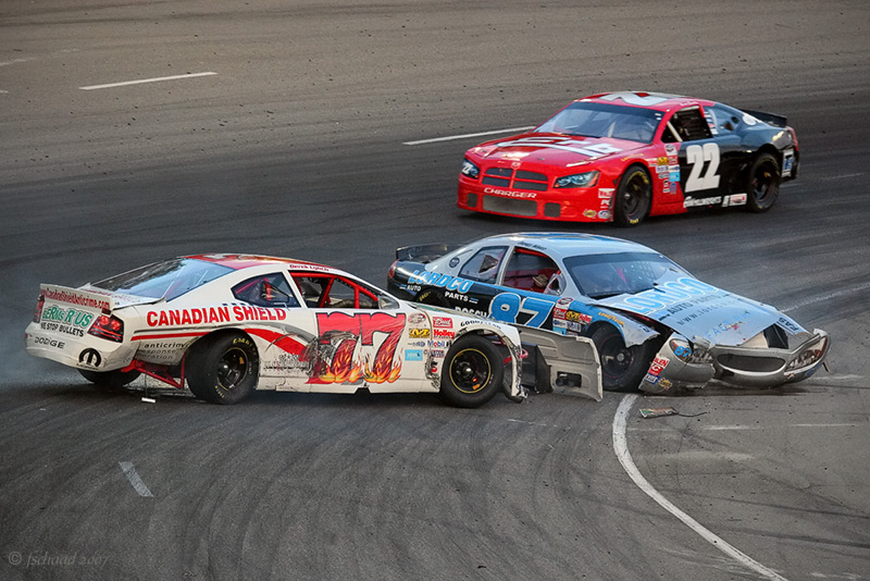 James Ward in the 87 Car Crashes With 77 Driven by Derek Lynch