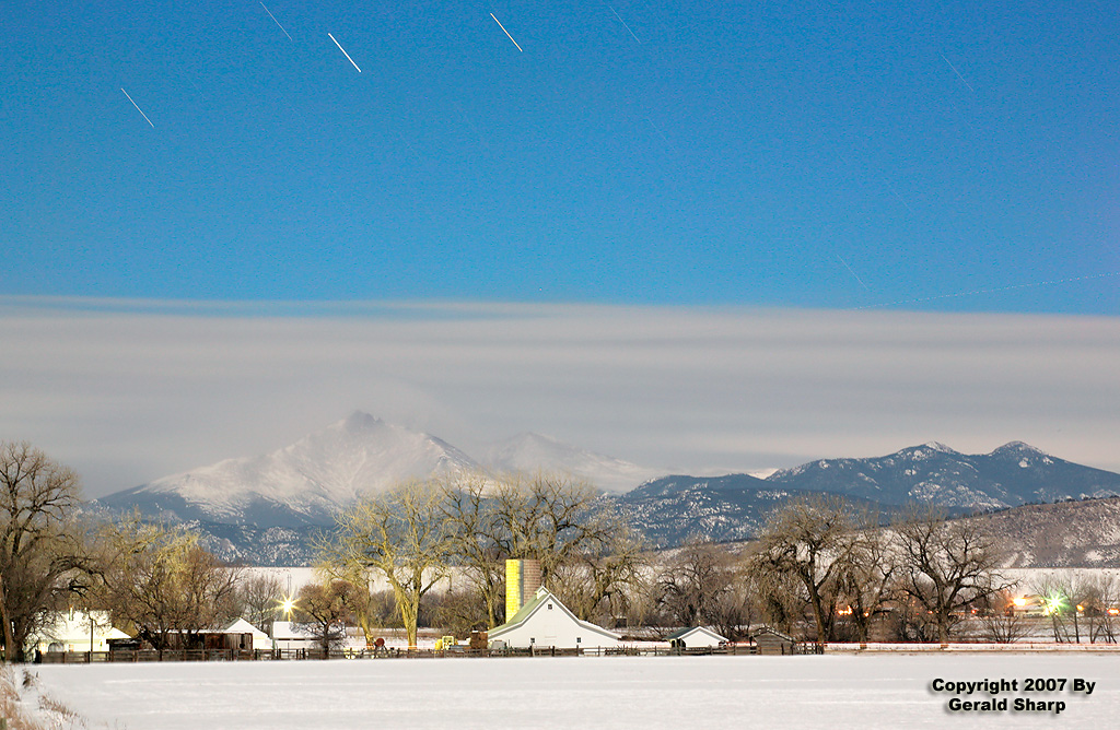 Snowy Barn And Star Trails