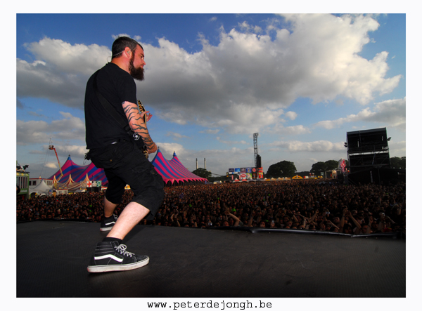 in flames