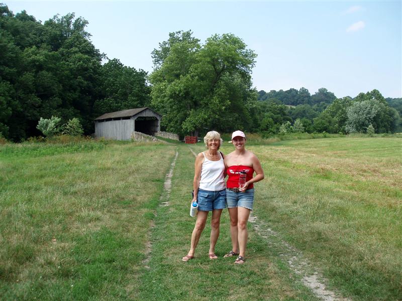 Barbara and Emma at covered bridge