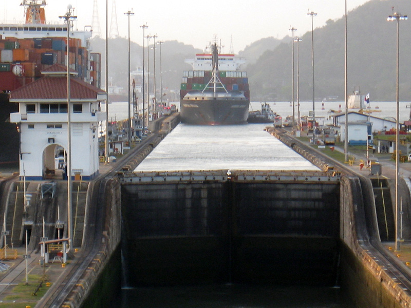 Transiting the Panama Canal 21 January 2008 Miraflores Lock