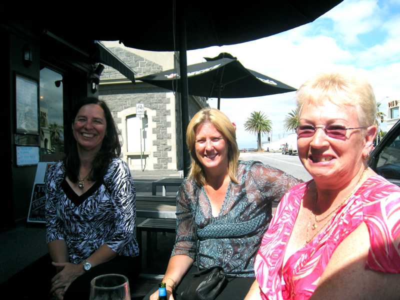 Pam, Kerri and Heather outside a pub in Port Melbourne 21.2.2008