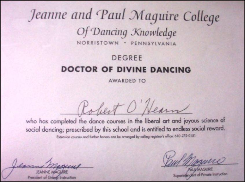 Certification of Divine Dancing Transmission