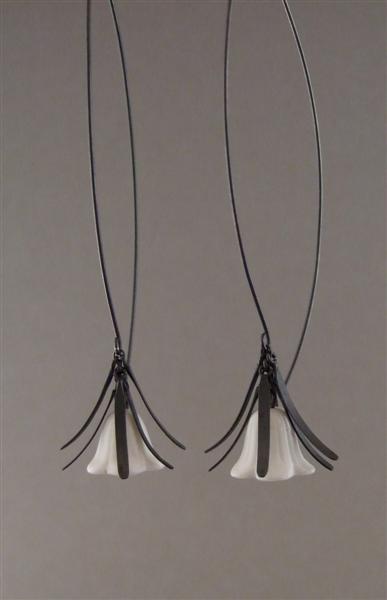 WE37 - Leaf Drops (oxidised silver & vintage glass)