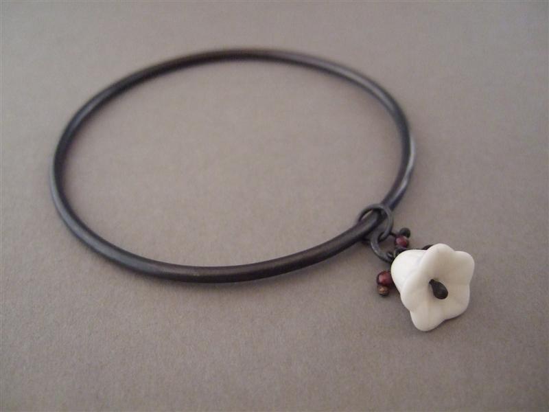 WB2 - Berry Bangle (oxidised silver, vintage glass & garnet)