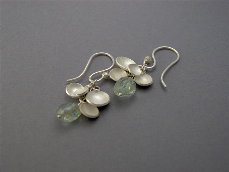 WE52 - Silver Dome  Aquamarine Earrings