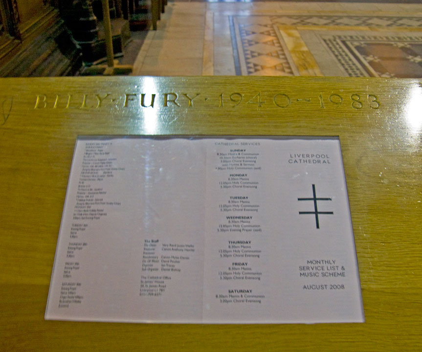 Music stand dedicated to Billy Fury