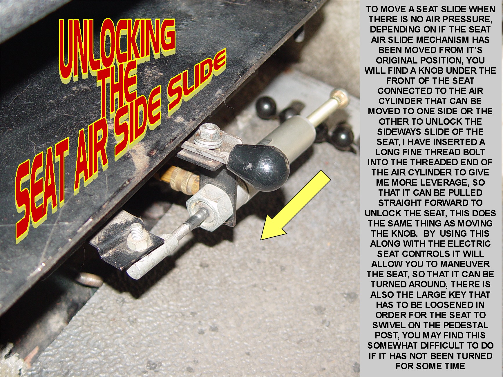 MANUALLY UNLOCKING THE SEAT SLIDE LOCK