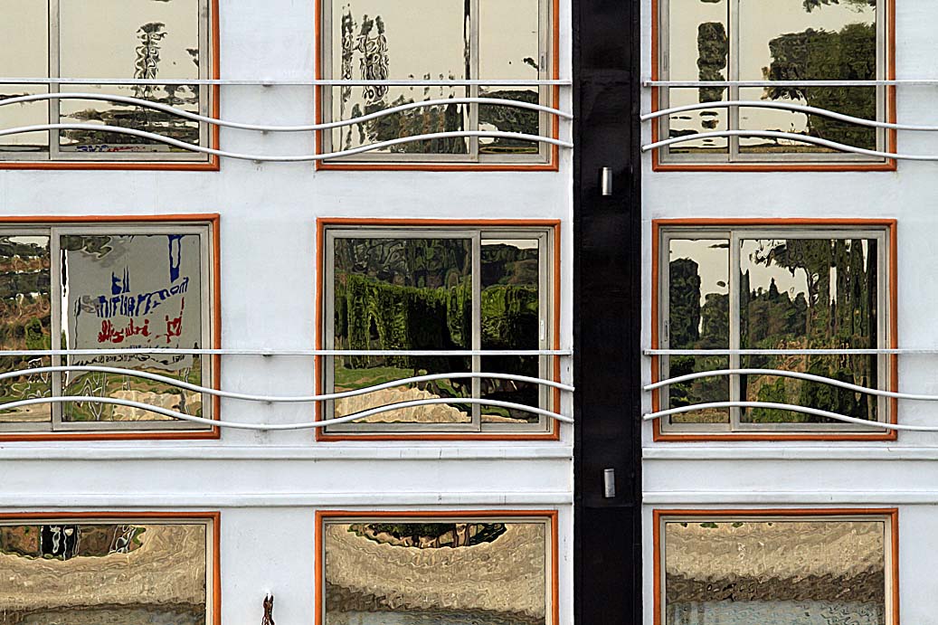 Reflections in a cruise boat