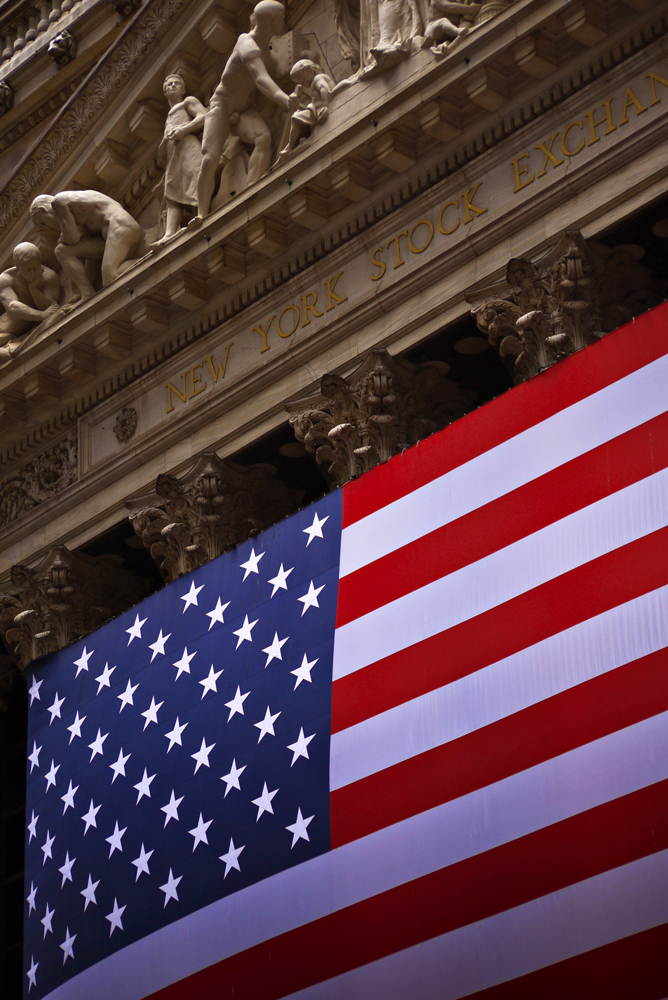 Star spangled stock exchange, New York City, New York, 2010