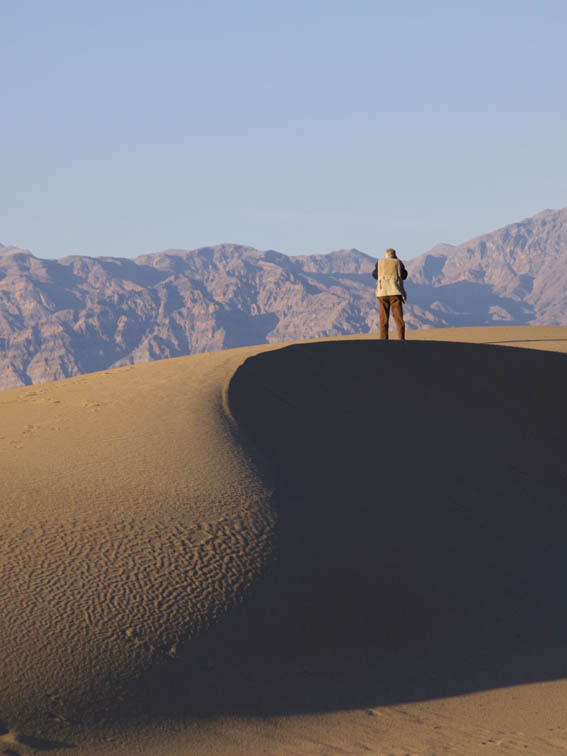 Composing on the crest, by Tim May. Mesquite Flats, Stovepipe Wells, Death Valley National Park, California, 2007
