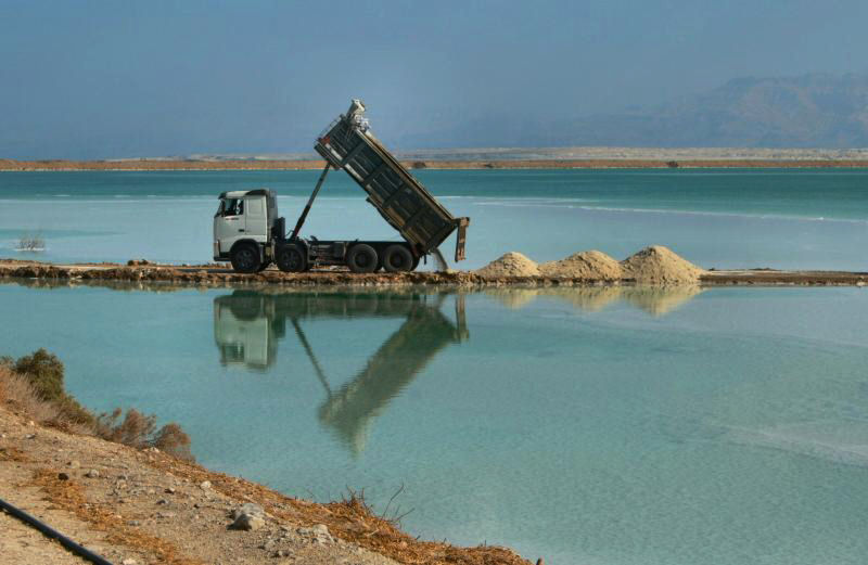 reflection of a truck working at the Dead Sea.JPG