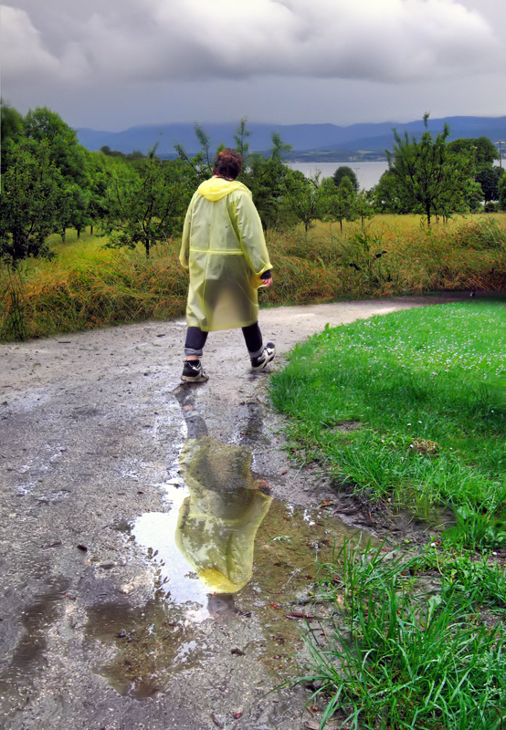 Country walk in the rain