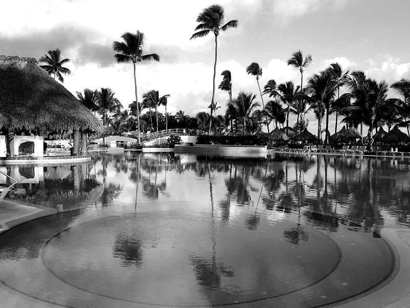 piscine en noir et blanc