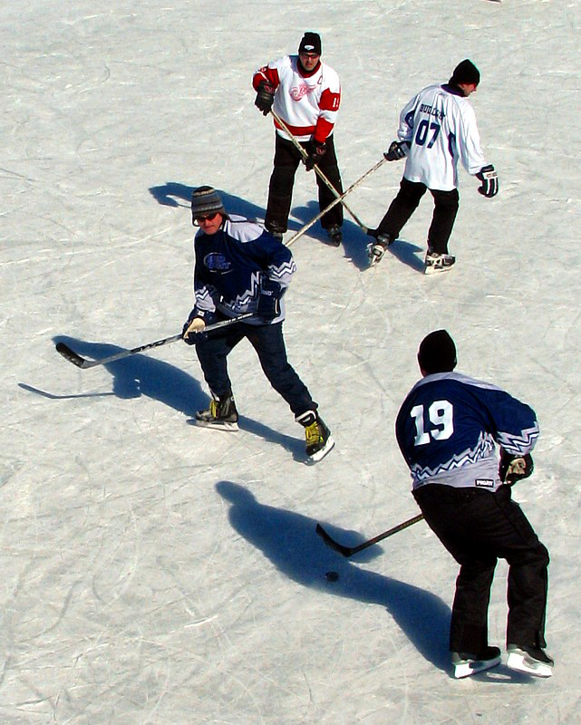 le puck dans l'ombre