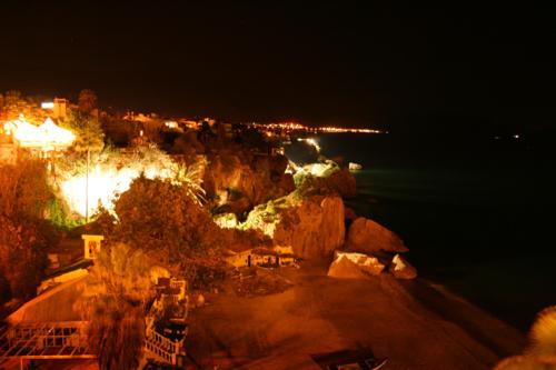 Nerja beach at night