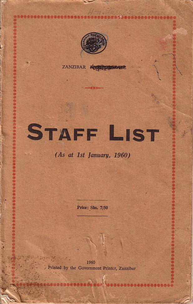 Zanzibar Staff List Cover